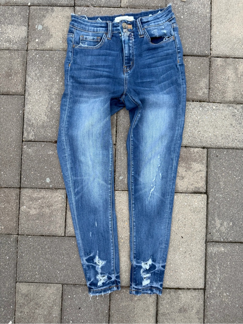 Flying Monkey Mid-Rise Distressed Skinny Ankle Jeans.